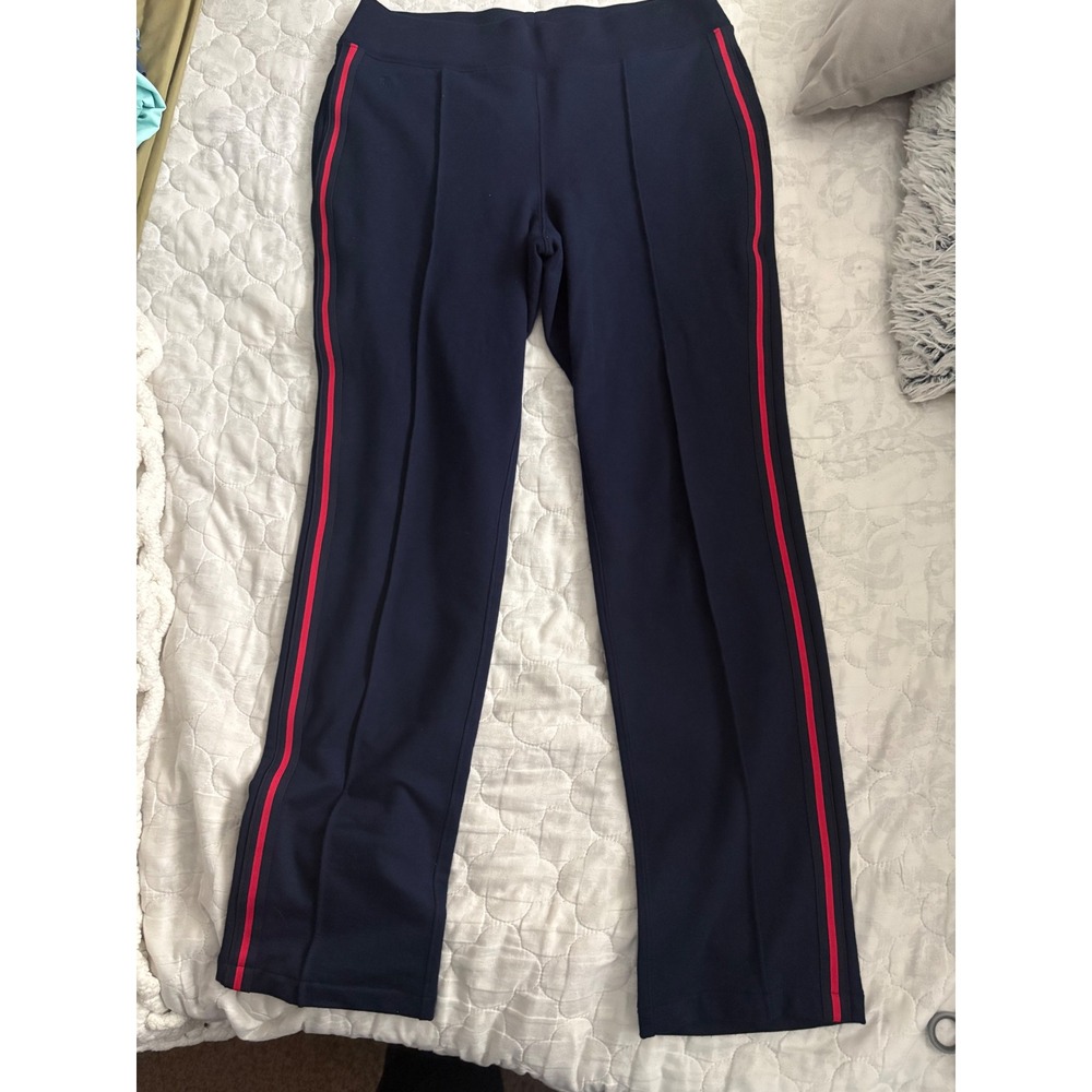 Lauren Ralph Lauren Navy Blue Red Side Stripe Knit Track Pants Womens Small